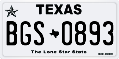 TX license plate BGS0893