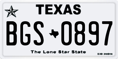 TX license plate BGS0897