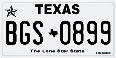 TX license plate BGS0899