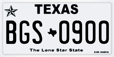 TX license plate BGS0900
