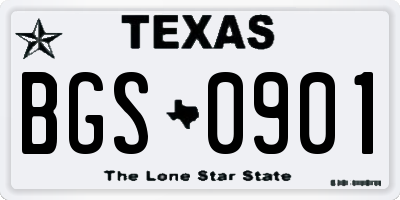 TX license plate BGS0901