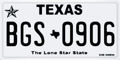 TX license plate BGS0906