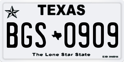 TX license plate BGS0909