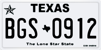TX license plate BGS0912
