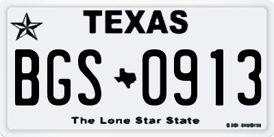 TX license plate BGS0913