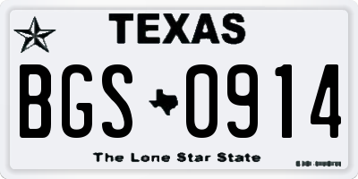 TX license plate BGS0914