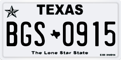 TX license plate BGS0915