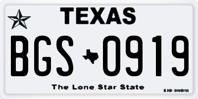 TX license plate BGS0919