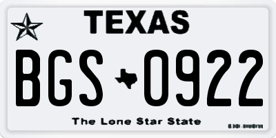 TX license plate BGS0922