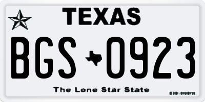 TX license plate BGS0923