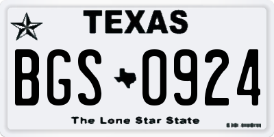 TX license plate BGS0924
