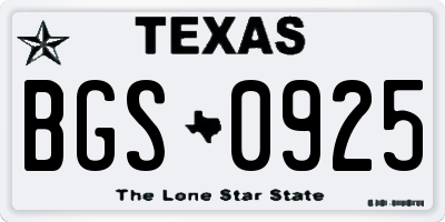 TX license plate BGS0925