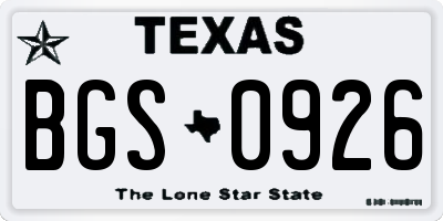 TX license plate BGS0926