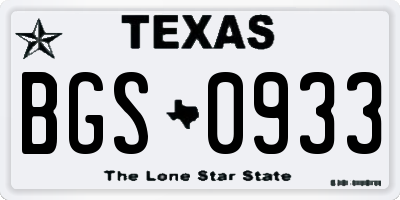 TX license plate BGS0933