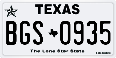 TX license plate BGS0935