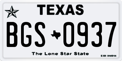 TX license plate BGS0937