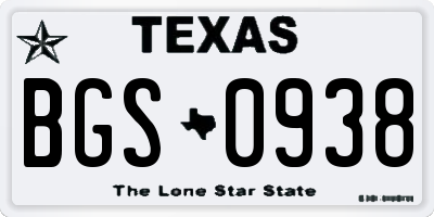 TX license plate BGS0938