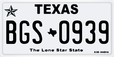 TX license plate BGS0939