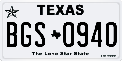 TX license plate BGS0940
