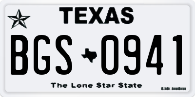 TX license plate BGS0941