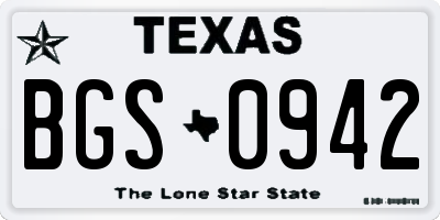 TX license plate BGS0942