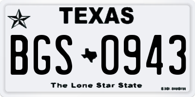 TX license plate BGS0943