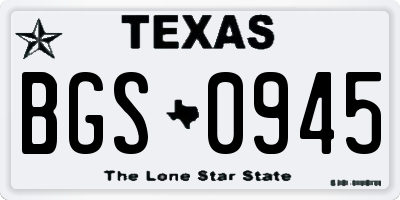 TX license plate BGS0945