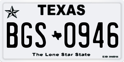 TX license plate BGS0946