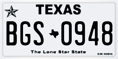 TX license plate BGS0948
