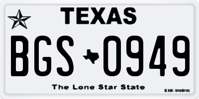 TX license plate BGS0949