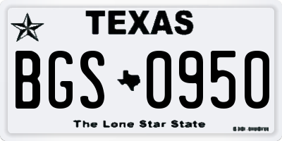 TX license plate BGS0950