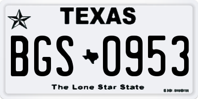 TX license plate BGS0953
