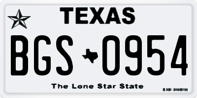 TX license plate BGS0954