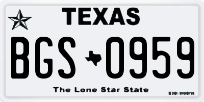 TX license plate BGS0959