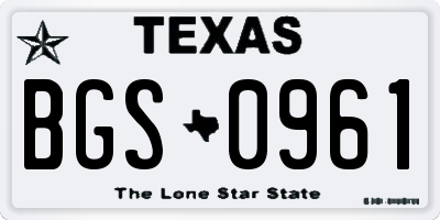 TX license plate BGS0961