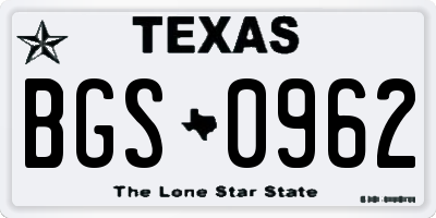 TX license plate BGS0962