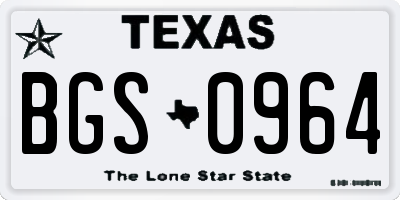 TX license plate BGS0964