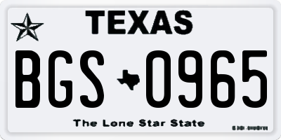 TX license plate BGS0965