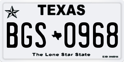 TX license plate BGS0968