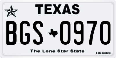 TX license plate BGS0970