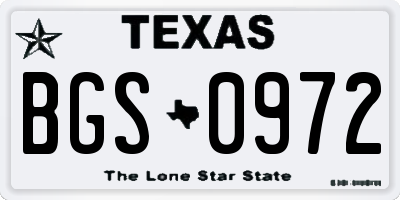 TX license plate BGS0972