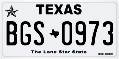 TX license plate BGS0973