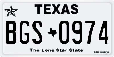TX license plate BGS0974