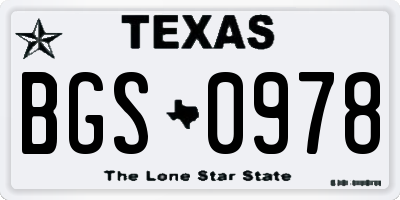TX license plate BGS0978