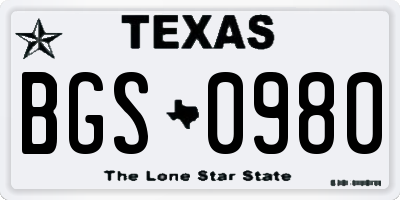 TX license plate BGS0980