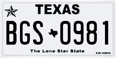 TX license plate BGS0981