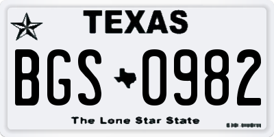TX license plate BGS0982