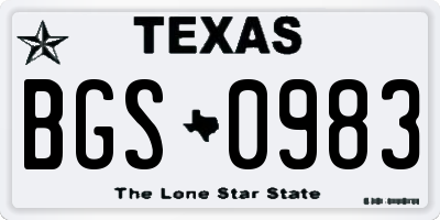 TX license plate BGS0983