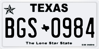 TX license plate BGS0984
