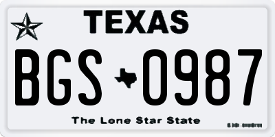TX license plate BGS0987